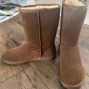 Brown Suede Shearling Boots